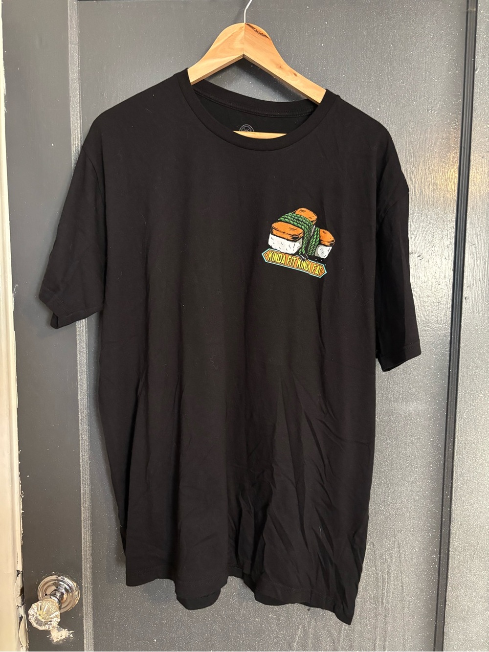 Black Short Sleeve Graphic Tee with Sushi Patch